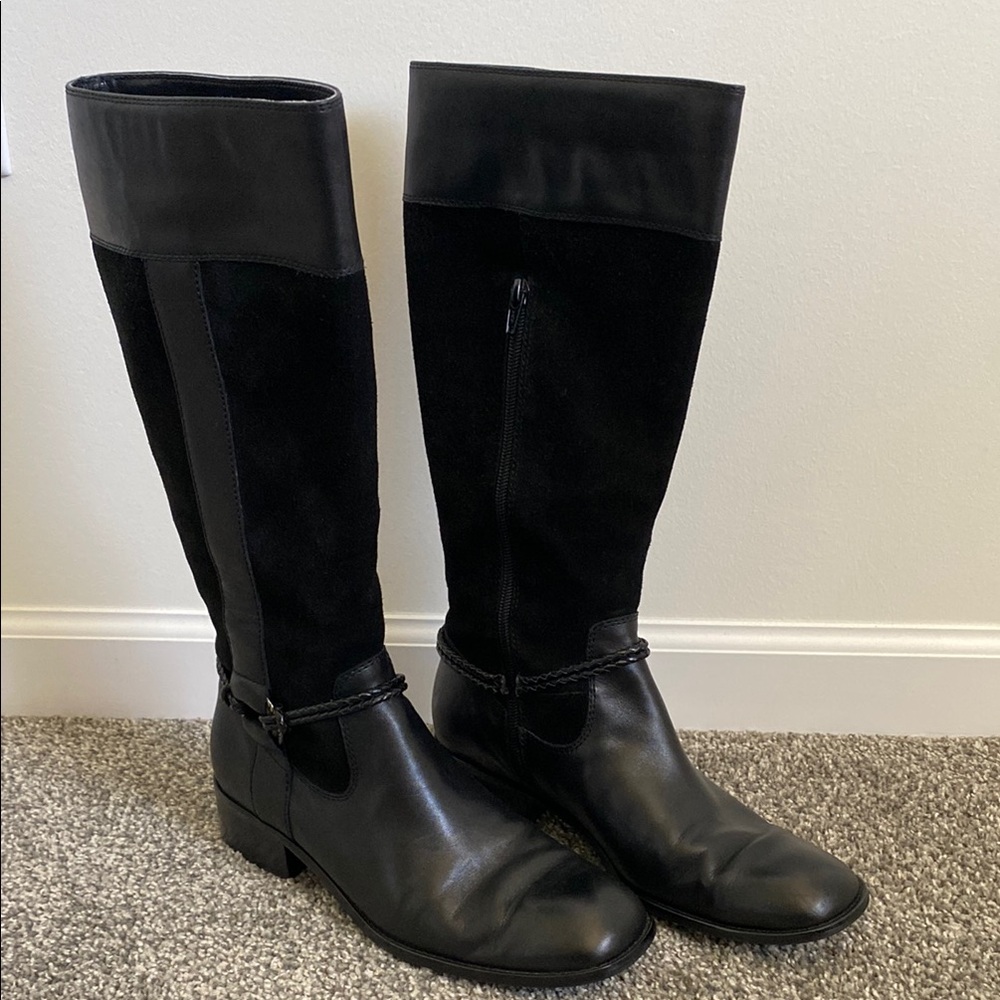 Coldwater Creek Tall Black Leather & Suede Boots